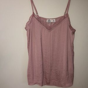 Dusty mauve Hollister cami with lace trim.